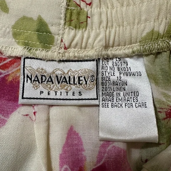 Vintage Napa Valley Petites Pink/Orange/Olive Print on Cream Maxi Skirt, Sz 12P - Picture 4 of 5